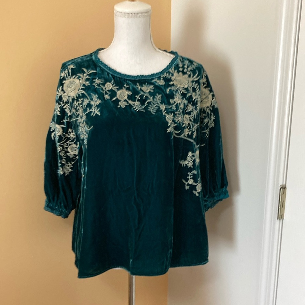 Sundance Velvet Embellished Boxy Blouse